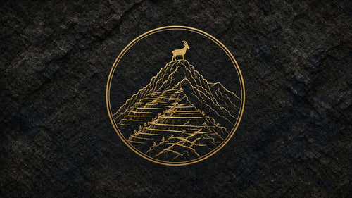 Khawlan gold emblem — ibex and highland terraces