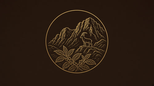 Yafi Dark gold emblem — ibex and highland terraces